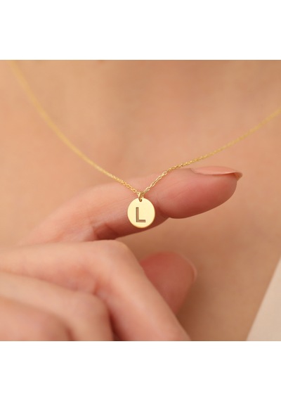 Nox Jewelry 925 Ayar Gümüş Yuvarlak Plakalı Harf Kolye
