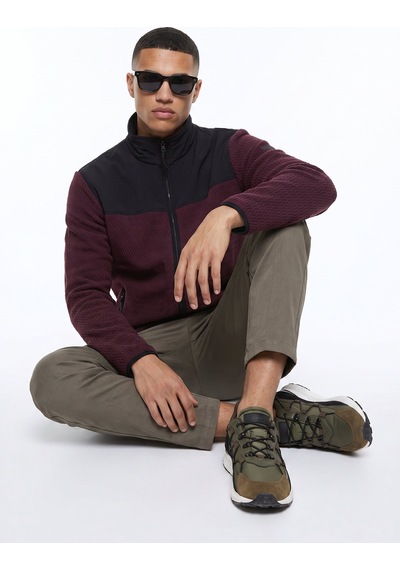 Discovery Expedition D6wm-swt3746 Mor Dik Yaka Jakarlı Erkek Polar Sweatshırt Mürdüm