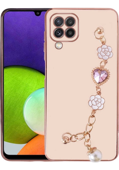 Galaxy Uyumlu A12 Kılıf El Tutamaçlı Kamera Korumalı Taka Silikon Kapak - Pembe Pembe Pembe