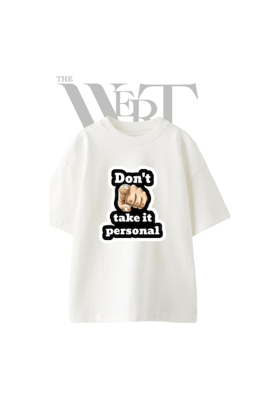 Thewert Pointing Hand Tasarım Baskılı Ünisex Beyaz Oversize T-shirt