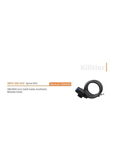 Xbyc 502 Spiral Kilit 80x1300 MM Yüksek Güvenlikli Bisiklet Kilid Gri - Siyah
