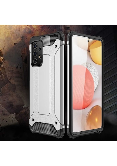 Ekılıf - Samsung Galaxy A72 Uyumlu - Kılıf Çift Katman Zırh Tank Crash Military Kapak - Siyah