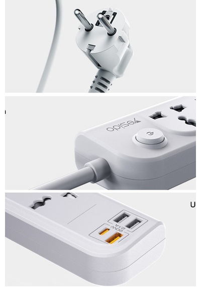Mc18 8in1 3 Adet Usb 1 Adet Type-c Ve 4 Adet Fuchsia Priz Dönüştürücü 2m