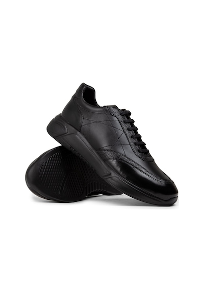 Deery Hakiki Deri Siyah Erkek Sneaker Ayakkabı - 01962Msyhe01 Siyah