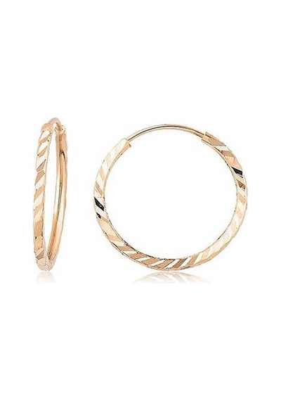 Pembe Altın Yelpaze Kalem İşli Halka Küpe Çapı: 1.5cm - Rose Gold Pembe Altın