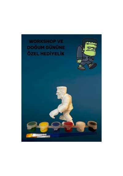 3d Frankeştayn Figür Boyama Seti - Kendin Boya Hobi Ve Etkinlik Seti - Akrilik Boya + 2 Fırça