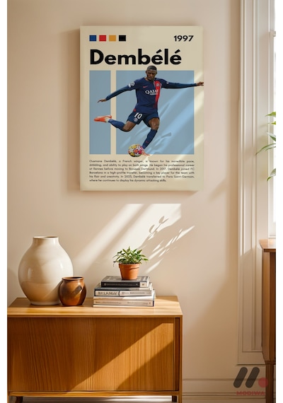 Dembele Futbol Posteri, Çerçevesiz Yüksek Kalite Duvar Afişi - Spor Severlere Hediye