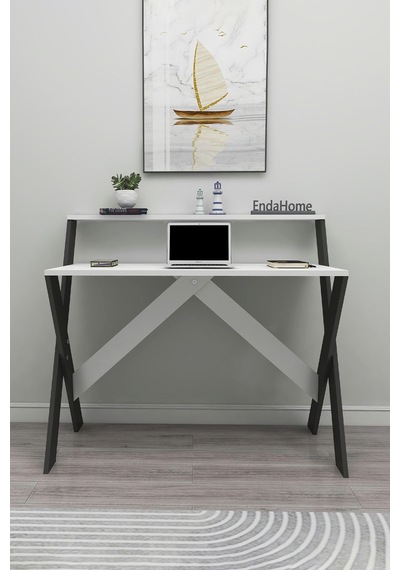 Enda Home X Ayaklı Ders Çalışma Masası Laptop Masası Antrasit - Beyaz