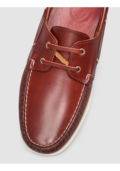Cabani Miravia Bordo Hakiki Deri Bağcıklı Loafer Ayakkabı Kahverengi