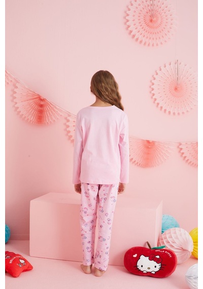 Siyah İnci Lisanslı %100 Pamuk Çok Renkli Bisklet Yaka Pijama Takım Hk210 Pembe