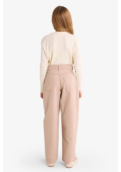 Defacto Kız Çocuk Baggy Fit Leopar Fular Detaylı Gabardin Pantolon G3696a825wnbn45 Kahve