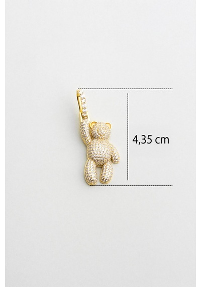 Tiny Bear 18 Ayar Sarı Altın Kaplama Gümüş Charm Sarı
