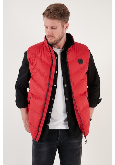 Buratti Slim Fit Suya Ve Rüzgara Dayanıklı Dik Yaka Şişme Erkek Yelek 649008 Kırmızı