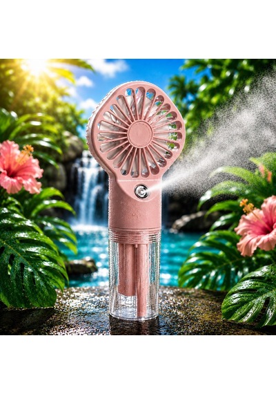 Vıp Yüksek Kalite Pembe Mini Su Buharlı El Fanı 4 Kademeli Hız Şarjlı El Fanı Hava Nemlendiricili