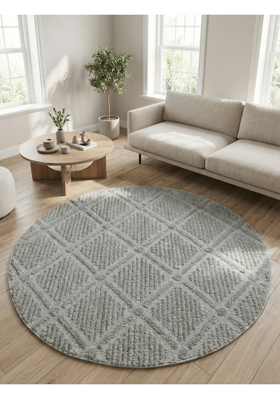 Modern Yuvarlak Halı Yumuşak Dokulu Halı Salon Halısı Mutfak Halısı Kesme Halı Yolluk Gri Halı 22