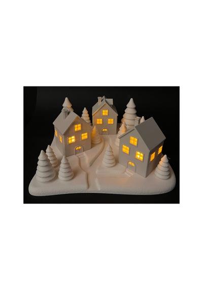 Yılbaşı Süsü Led Işıklı 3'lü Ev Dekorasyon Kış Manzaralı Tealight Ledli Kış Evleri Led Mumlar Hediye