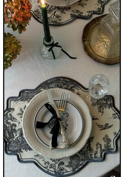 Siyah Beyaz Vintage Nakış İşlemeli Amerikan Servis 2'li Siyah - 694240781 Siyah