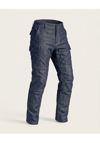 Durt Koyu Mavi Jean Motosiklet Pantolonu Lacivert