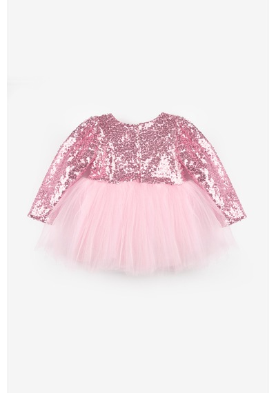 Le Mabelle Pembe Pullu Uzun Kollu Kız Bebek Elbise - Berry Pembe