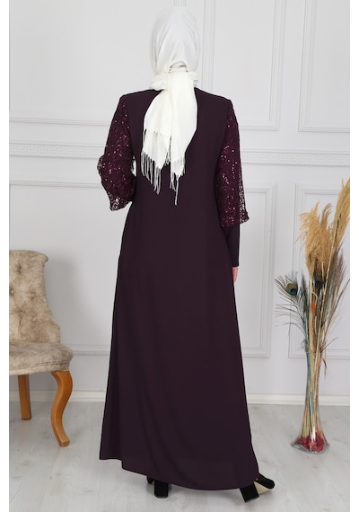 İbrahim Burak Etiler Collection Pul Detay Ferace Mor Mc1006