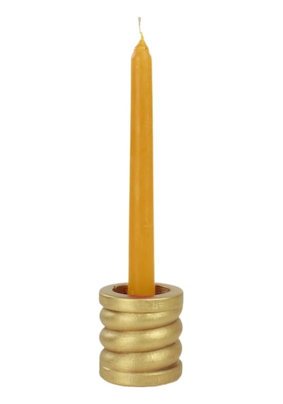 Mumluk Şamdan Tealight Ve İnce Mum Uyumlu Spiral Model - Altın