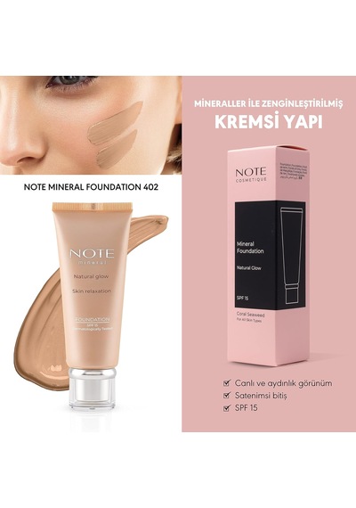 Note Cosmetics 402 Saten Bitişli Spf 15 Kapatıcı Fondöten Sku: Smg8690010469038