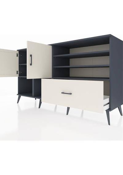Kronos Konsol 7 Raflı Tek Çekmeceli 2 Kapaklı 176x59x99 Antrasit-aytaşı Aytası - Antrasıt Kronos Konsol 7 Raflı Tek Çekmeceli 2 Kapaklı 176x59x99 Antrasit-aytaşı Aytası - Antrasıt