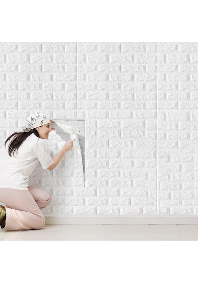 Kendinden Yapışkanlı Beyaz Duvar Kağıdı Paneli 70x38 Cm Diğer