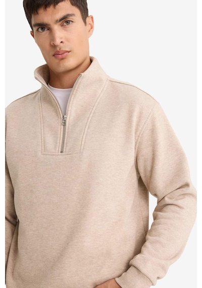 Defacto Regular Fit Dik Yaka Yarım Fermuarlı Sweatshirt F4137ax25aubg300 Bej