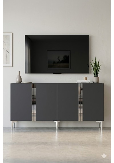 Ka1598as Anka Konsol Ve Tv Sehpası Antrasit-silver 150cm