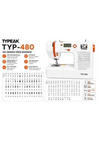Typeak Typ-480 Elektronik Ev Tipi Dikiş Makinası Beyaz