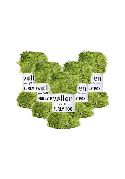 5 Adet Furly Fox El Örgü Ipi Hırka Kazak Ipliği,tuylu Ip,pelus Ip,sakalli Ip,,paspas Ipi, Yeşil