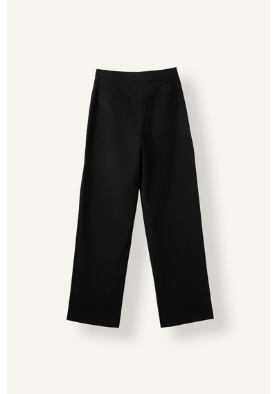 Defacto Straight Fit Yüksek Bel Dökümlü Düz Paça Pantolon D9923ax26aubk81 Siyah-bk81