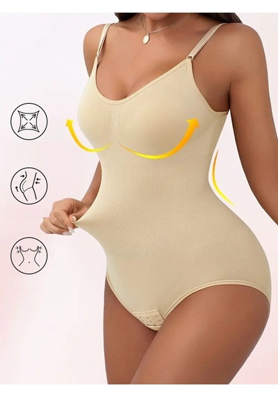 Mistirik Mamey Örme Kumaş Yapılı Toparlayıcı Çıtçıtlı Spor Korse Zıbın Ten Renk Ten