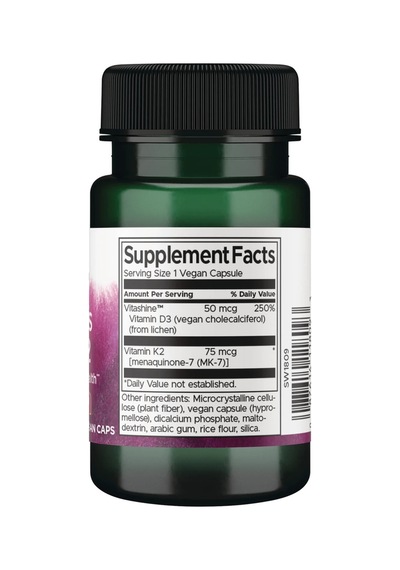 Swanson Nutrition Vitamin D3 Ve K2 Takviye Edici Gıda 60 Kapsül Gıda Takviye