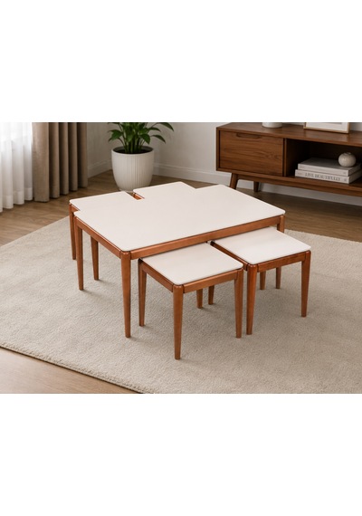 Ganni Home Bolivia 4+1 Sehpa Seti Krem Ceviz, Modern Ve Kullanışlı Salon Sehpası Krem-ceviz Ganni Home Bolivia 4+1 Sehpa Seti Krem Ceviz, Modern Ve Kullanışlı Salon Sehpası Krem-ceviz