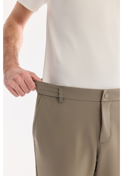 Avva Erkek Haki Yanı Lastikli Kırışmaz Teknik Kumaş Slim Fit Chino Pantolon A61y3077