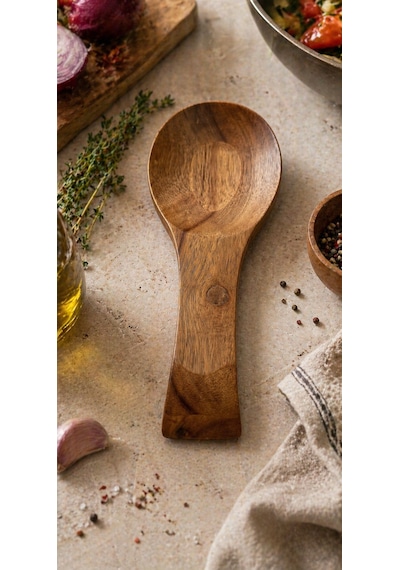Akasya Ahşap Kaşık Altlığı 27 Cm Mien Akasya Ahşap Kaşık & Kepçe Dinlendirme Standı