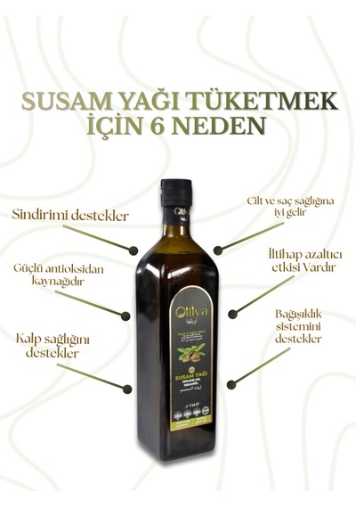 %100 Doğal Soğuk Sıkım Susam Yağı 1 L Katkısız, Saf & Cam Şişe