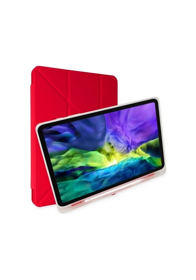 iPad Uyumlu  Pro 12.9 2021 Kılıf Kalemlikli Mars Tablet Kılıfı - Kırmızı - Yluh-855099