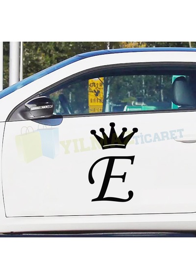 Kişiye Özel Kral Taç Baş Harf Oto Sticker Yapıştırma Etiket 1 Ad