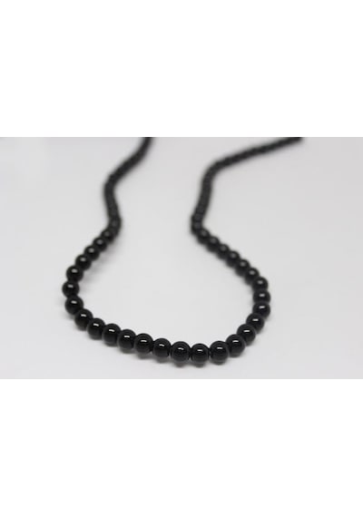 Onix (Oniks) Taşı Parlak Yarım Dizi 6 MM 18 CM Altın