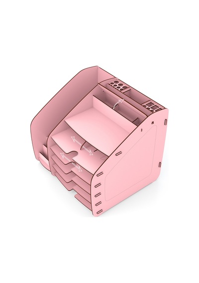 Fx-xl Modest - 6 Renk - A4 Evrak Rafı Masaüstü Organizer Pembe - 39484074 Pembe