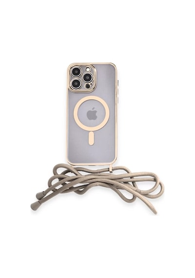 Newface Apple Uyumlu iPad iPhone 13 Pro Kılıf Divo Lazer Askılı Magsafe Kapak - Gold Altın