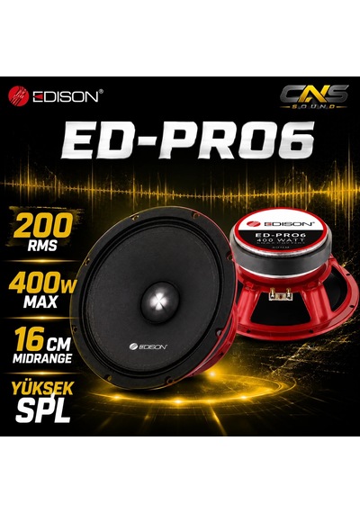 Edıson Ed-pro-6 16cm Midrange Hoparlör 400w Maksimum Güç 200 Rms Profesyonel Oto Ses Sistemi