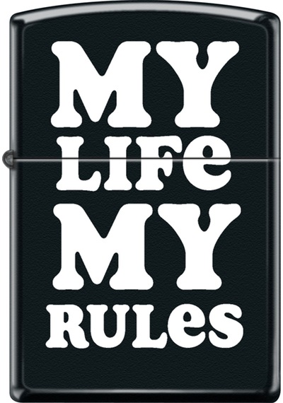 Zippo My Life My Rules - Benim Hayatım Benim Kurallarım Dizayn Çakmak Siyah