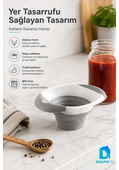 Geniş Ağızlı Katlanabilir Kavanoz Hunisi Mutfak Doldurma Ve Aktarma Hunisi
