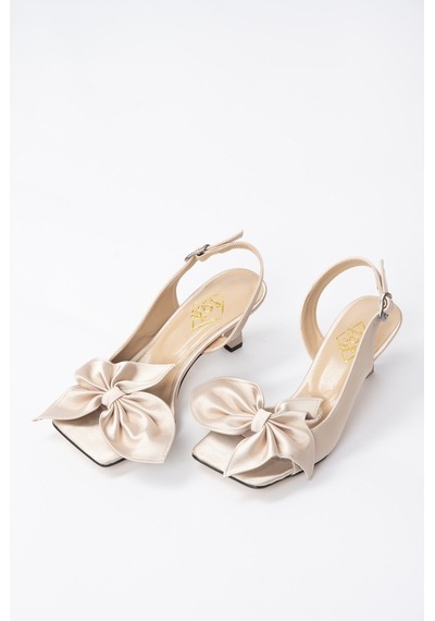 Fox Shoes Vizon Kumaş Kadın Topuklu Ayakkabı K749384904