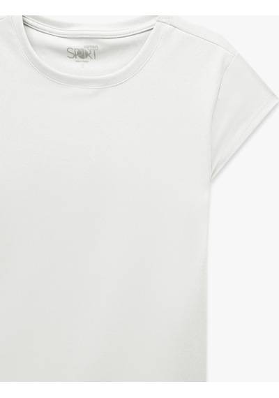 Koton Slim Fit Bisiklet Yaka Kısa Kollu Spor Tişört Ekru 6sak10340nk