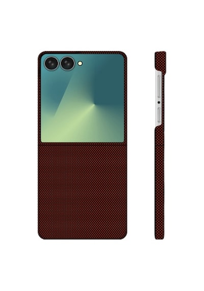 Samsung Galaxy Uyumlu Z Flip 7 Kılıf M-safe Şarj Özellikli Zore Paris Zerre Sert Pc Kapak Samsung Galaxy Uyumlu Z Flip 7 Zore Paris - Bordo